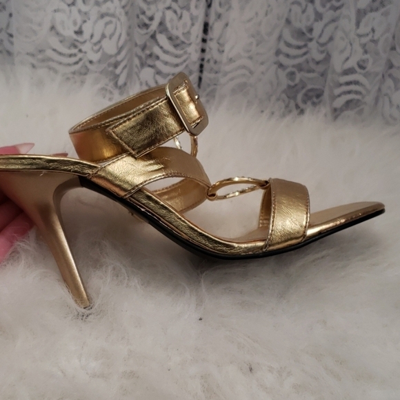 Metallic Gold/O Ring Rhinestone Heels - Picture 4 of 5